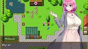 horny client grabs the waitress's big tits