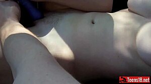 Masturbate to Orgasm in Car with Young Blonde Teen 18+. Her Tight Body Shines After Bathing.