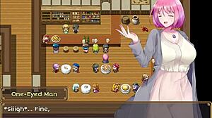 horny client grabs the waitress's big tits