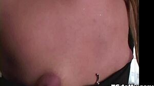 Sabrina B strokes that monster cock with her hands and toys