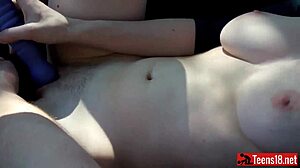 Masturbate to Orgasm in Car with Young Blonde Teen 18+. Her Tight Body Shines After Bathing.