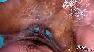 povbitch sensual fuck with brunette in pool
