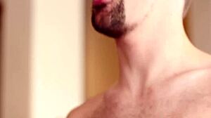 white gay dude shares blowjobs with muscular bodybuilder before riding big cock bareback