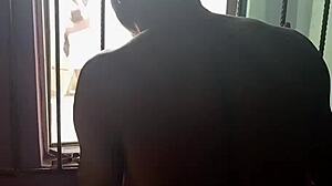 my neighbor's wife looks sexy drying clothes outside