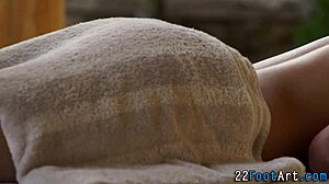 busty blonde babe gets her feet jizzed in hardcore fetish cumshot 😈