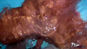 povbitch sensual fuck with brunette in pool