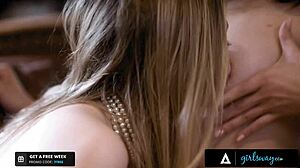 Naughty maid Kylie Rocket fiercely licks rich Coco Lovelock's pussy.