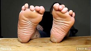 She humps through her panties with monster cock