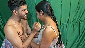 Brunette babe Hanif and Adori explore deep penetration in steamy action