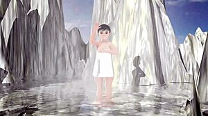 Anime girl Leo tries mixed bathing in a secret hot spring without a towel