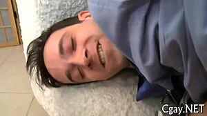 Two hunks engage in indecent homosexual sex, sucking each other's cocks passionately.