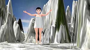 Anime girl Leo tries mixed bathing in a secret hot spring without a towel