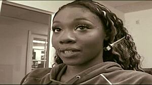 Hot little black slut devastated by two hug black cocks