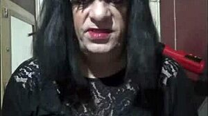 Sissy Crossdresser Using Toys for Homemade Masturbation and Anal Sex with Machine