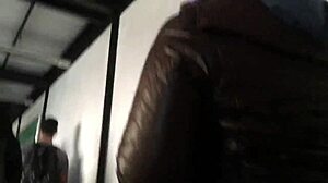 Touching Brown Nylon Jacket of Chubby Girl on Street Pt 1