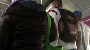 Touching Brown Nylon Jacket of Chubby Girl on Street Pt 1