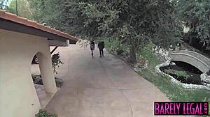 Facialized teen spreads her skinny legs for huge cock.