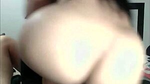 Hammering a shemale's ass in cowgirl on webcam