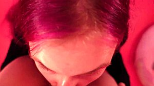 Cute Redhead Tranny Pinky Gives Chubby Ass Blowjob Cumshot POV, Amazing!