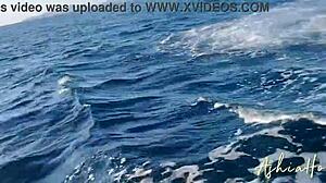 Escaping city by jet ski to beach, pretty girl with small tits gets pussy filled in doggystyle.