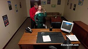 prom queen milf teases principal with a blowjob