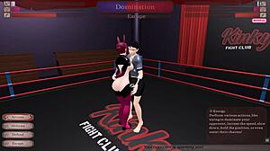 Feeling the intense pegging in the ring, the slutty bunnygirl fights with emotions in hentai game