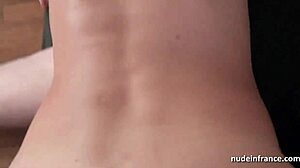 French blonde squirts during hard anal and double penetration gangbang. Cum covers her after wild banging.