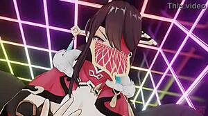 Masked bitch beidou dominates in 3d sex ride