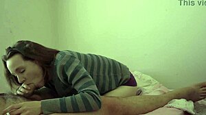 Brunette Smokes Cigarette While Sucking Dick