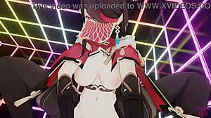 Masked bitch beidou dominates in 3d sex ride