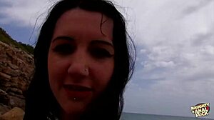 her pretty face overexcited swallowing cum after outdoor anal