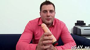 Lusty gay man receives obscene blowjob and sucking cock for jizz.