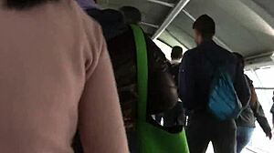 Touching Brown Nylon Jacket of Chubby Girl on Street Pt 1