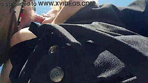 Beautiful pov outdoor blowjob from chubby cutie with big tits and juicy nipples playing with cum