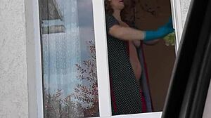 Did You See That Naked Milf In Stockings Without Panties Washing Windows In Public Taxi