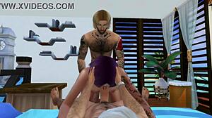 My Cuckold Sims in Wild 3D Threesome Action