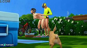 candy behr's cycling trip in sims 4 turns hardcore with blowjob, clothes ripped, and cumshot