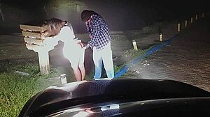 the white lady at the crossroads gets clubbed and falls, showing her natural tits and big ass in this homemade fantasy