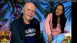 Dreaming of cumming white Christmas with Agarabas and Olpr in outdoor public voyeur close-up