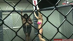Blonde Slut Fucks Hard in Boxing Ring Match