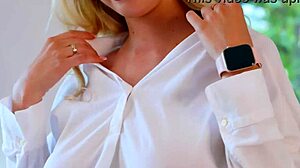 Blonde Actress Models Dresses in Cute Fetish Walk!