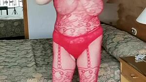 Look at those huge natural tits bouncing in stockings!