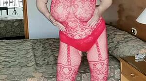 Look at those huge natural tits bouncing in stockings!