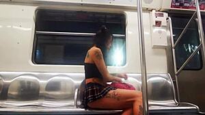 Pretty trans babe's perfect ass in tight miniskirt 😍