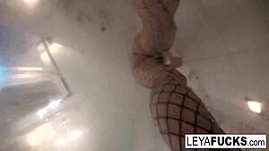 leya falcon takes camera into shower blonde pornstar in solo nude scene