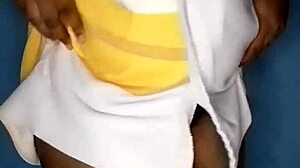 British chubby babe spreads ass while masturbating breasts intensely