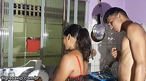 Renan Fucks Tigresa On Kitchen Sink And Fills Her Pussy!