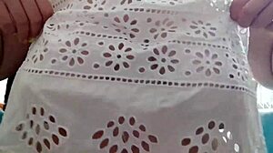 My cute stepsister plays with her huge tits