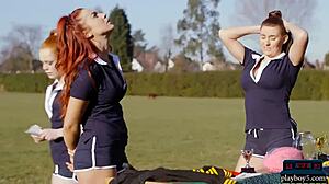 Redhead teen 18+ bounces her big ass on a new student.