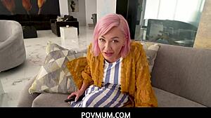 Povmum - Dirty Guy's Horny Stepmom Adira Allure Delivers Perfect Big Tits Handjob